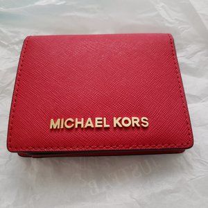 Michael Kors Red Jet Set Travel Flap Card Holder